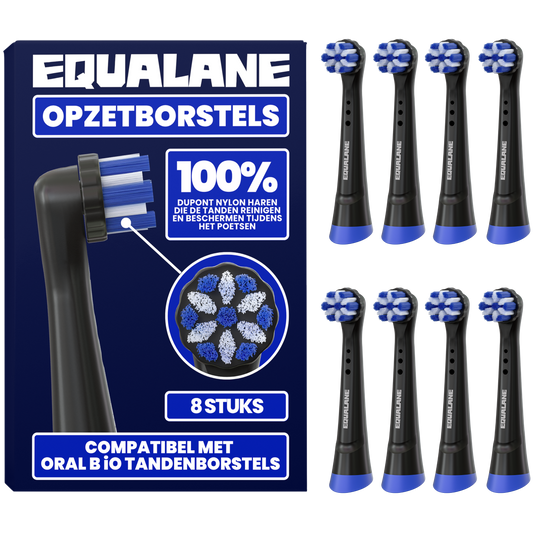 Opzetborstels geschikt voor Oral B iO tandenborstels - Normale Borstelharen - Zwart - 8 Stuks