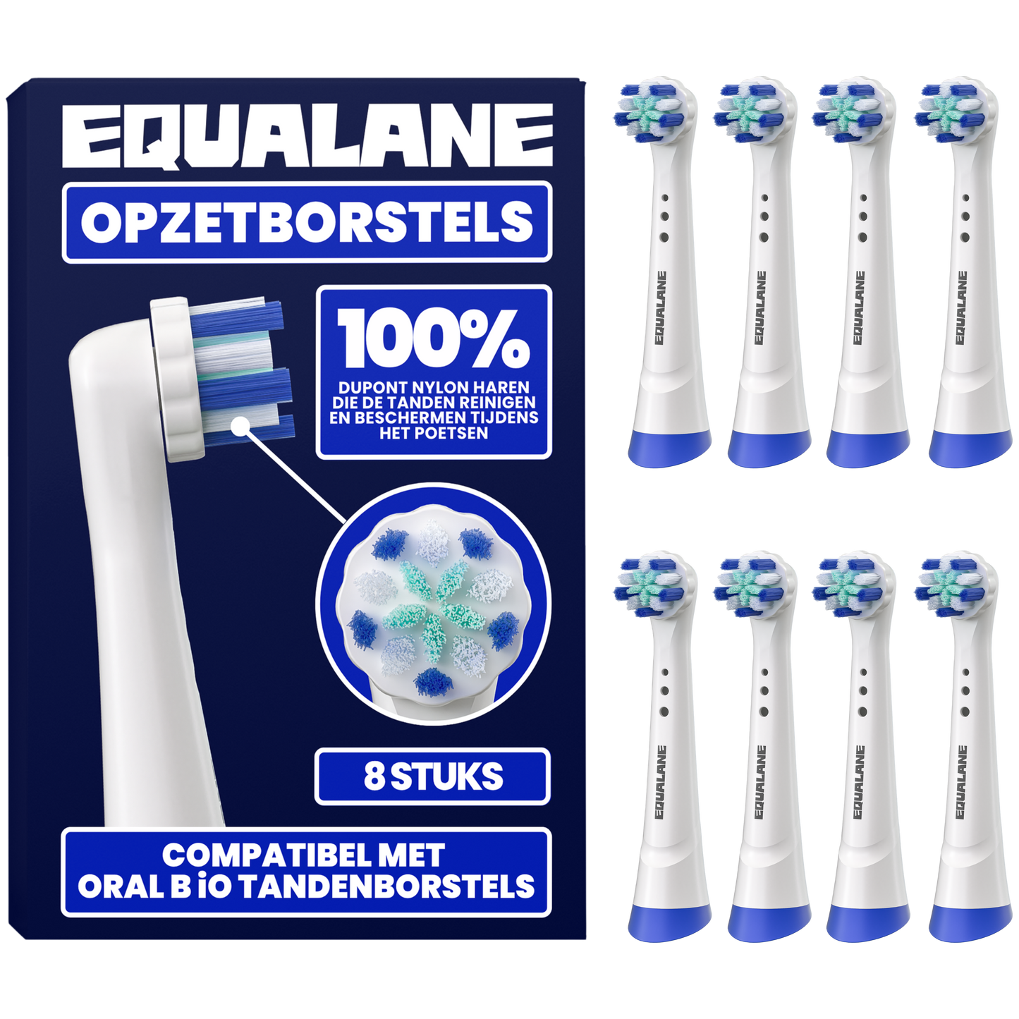 Opzetborstels geschikt voor Oral B iO tandenborstels - Zachte Borstelharen - Wit - 8 Stuks