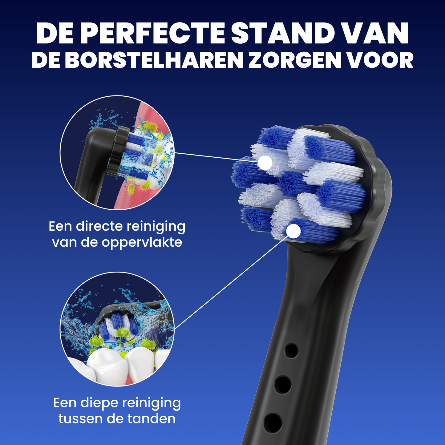 Opzetborstels geschikt voor Oral B iO tandenborstels - Normale Borstelharen - Zwart - 16 Stuks